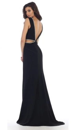 Formal Gowns May Queen - MQ1468 Sleeveless Embellished Low V-Back Evening Dress