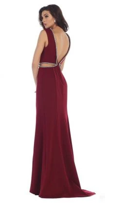 Formal Gowns May Queen - MQ1468 Sleeveless Embellished Low V-Back Evening Dress