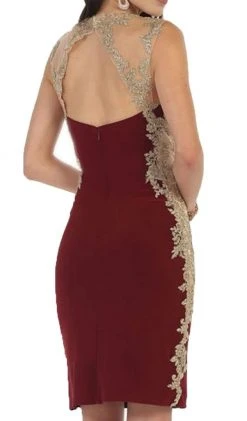 May Queen - MQ1472 Gilded Lace Embellished Sweetheart Short Fitted Dress Cocktail Dresses