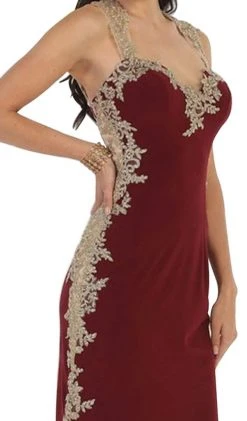 May Queen - MQ1472 Gilded Lace Embellished Sweetheart Short Fitted Dress Cocktail Dresses