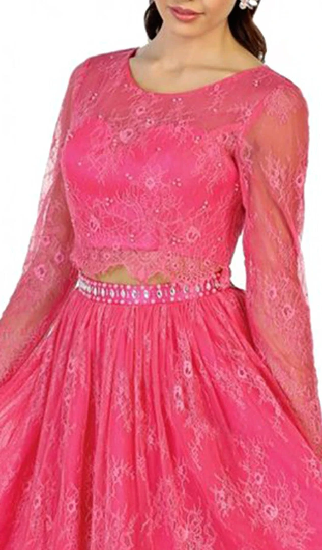 May Queen - MQ1490 Sheer Long Sleeve A-line Cocktail Dress Cocktail Dresses 4 May Queen - MQ1490 Sheer Long Sleeve A-line Cocktail Dress Cocktail Dresses