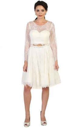 May Queen - MQ1490 Sheer Long Sleeve A-line Cocktail Dress Cocktail Dresses 16 May Queen - MQ1490 Sheer Long Sleeve A-line Cocktail Dress Cocktail Dresses