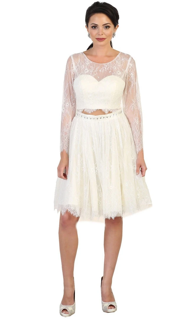 May Queen - MQ1490 Sheer Long Sleeve A-line Cocktail Dress Cocktail Dresses 9 May Queen - MQ1490 Sheer Long Sleeve A-line Cocktail Dress Cocktail Dresses