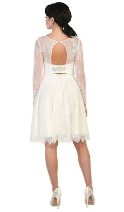 May Queen - MQ1490 Sheer Long Sleeve A-line Cocktail Dress Cocktail Dresses 17 May Queen - MQ1490 Sheer Long Sleeve A-line Cocktail Dress Cocktail Dresses