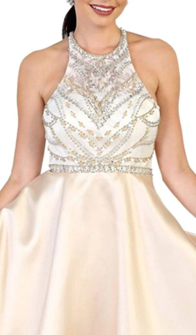 May Queen - MQ1492 High Halter Neck Bejeweled Cocktail Dress 4 May Queen - MQ1492 High Halter Neck Bejeweled Cocktail Dress