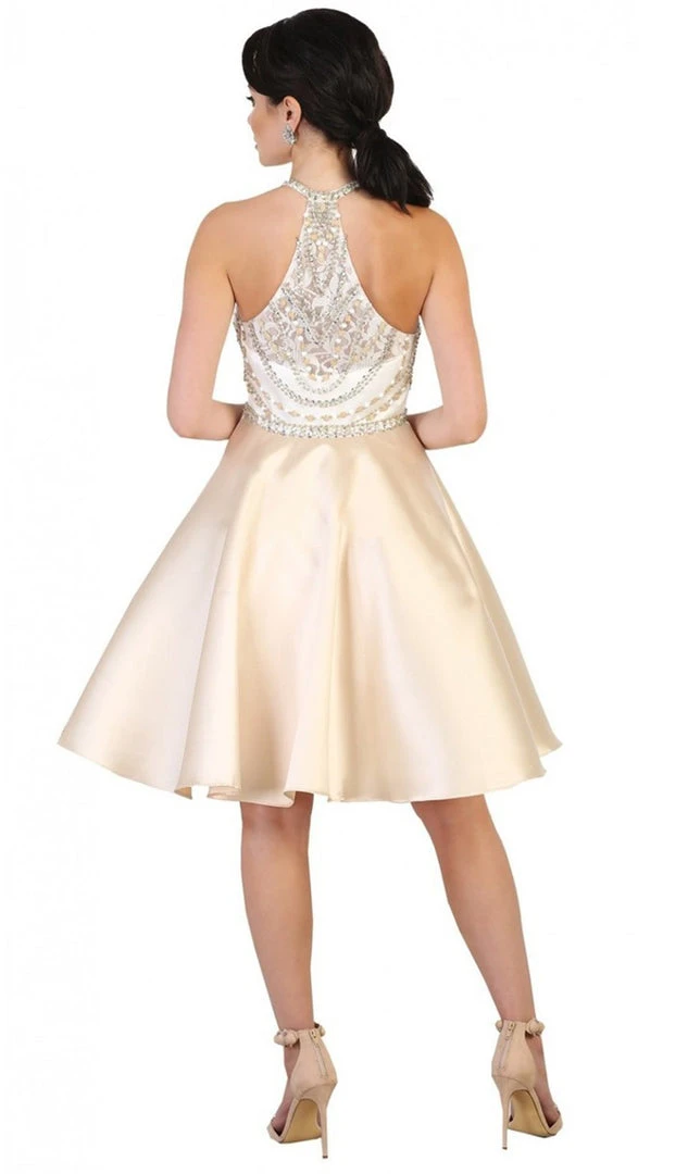 May Queen - MQ1492 High Halter Neck Bejeweled Cocktail Dress 5 May Queen - MQ1492 High Halter Neck Bejeweled Cocktail Dress