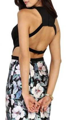 May Queen - MQ1526 Halter Floral Print Mermaid Evening Dress