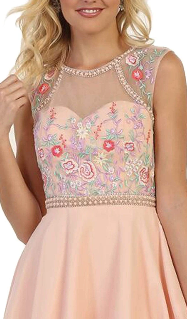 Cocktail Dresses May Queen - MQ1535 Floral Detailed Illusion Jewel A-line Cocktail Dress 5 Cocktail Dresses May Queen - MQ1535 Floral Detailed Illusion Jewel A-line Cocktail Dress