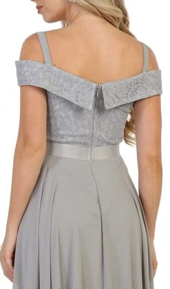 May Queen - MQ1540 Cold Shoulder Lace Prom Dress Formal Gowns