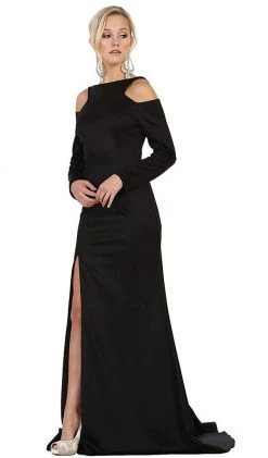 Formal Gowns May Queen - MQ1544 Long Sleeve Bateau Sheath Prom Dress