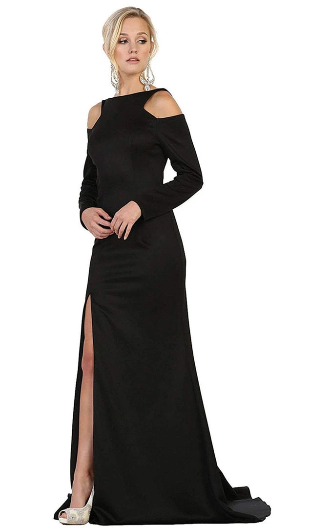 Formal Gowns May Queen - MQ1544 Long Sleeve Bateau Sheath Prom Dress 3 Formal Gowns May Queen - MQ1544 Long Sleeve Bateau Sheath Prom Dress