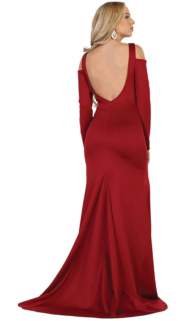 Formal Gowns May Queen - MQ1544 Long Sleeve Bateau Sheath Prom Dress 8 Formal Gowns May Queen - MQ1544 Long Sleeve Bateau Sheath Prom Dress