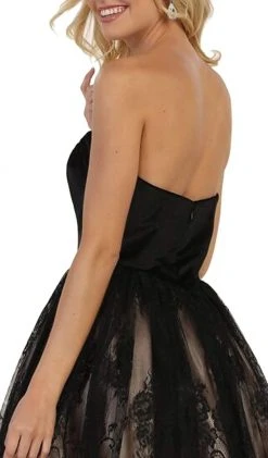 May Queen - MQ1559 Strapless Sweetheart Lace A-line Cocktail Dress 12 May Queen - MQ1559 Strapless Sweetheart Lace A-line Cocktail Dress