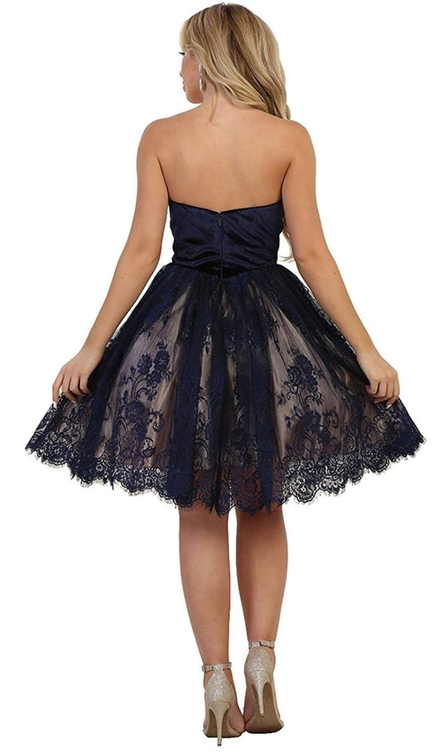 May Queen - MQ1559 Strapless Sweetheart Lace A-line Cocktail Dress 8 May Queen - MQ1559 Strapless Sweetheart Lace A-line Cocktail Dress