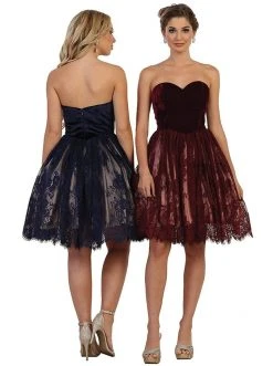 May Queen - MQ1559 Strapless Sweetheart Lace A-line Cocktail Dress 15 May Queen - MQ1559 Strapless Sweetheart Lace A-line Cocktail Dress
