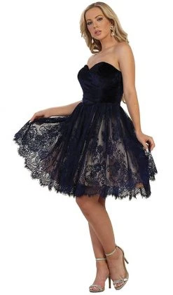 May Queen - MQ1559 Strapless Sweetheart Lace A-line Cocktail Dress 13 May Queen - MQ1559 Strapless Sweetheart Lace A-line Cocktail Dress