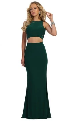 May Queen - MQ1570 Two Piece Halter Neck Trumpet Dress
