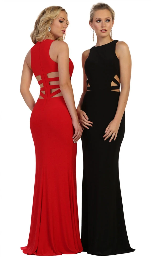 Formal Gowns May Queen - MQ1571 Sleeveless Banded Contoured Cutout Gown 5 Formal Gowns May Queen - MQ1571 Sleeveless Banded Contoured Cutout Gown