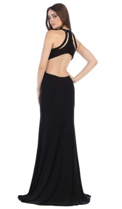 May Queen - MQ1579 Multi-Cutout Beaded Halter Sheath Gown Formal Gowns