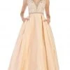 May Queen - MQ1581 Beaded Embroidered Plunging Ballgown Formal Gowns