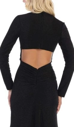 May Queen - MQ1583 Long Sleeve Deep V-neck Trumpet Dress Formal Gowns