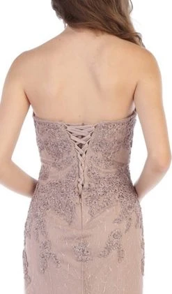 May Queen - MQ1585 Embroidered Sweetheart Sheath Dress With Train Formal Gowns