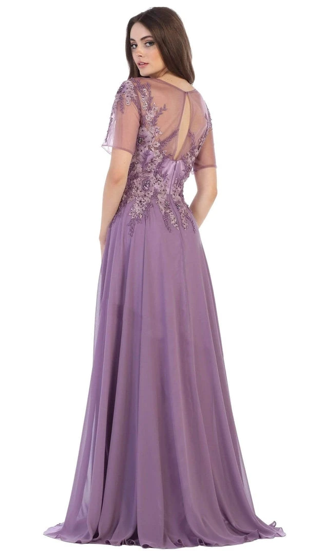 May Queen - MQ1589 Embroidered Sheer A-Line Evening Dress Formal Gowns 4 May Queen - MQ1589 Embroidered Sheer A-Line Evening Dress Formal Gowns
