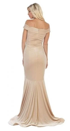 May Queen - MQ1592 Off-Shoulder Fitted Mermaid Evening Dress Formal Gowns