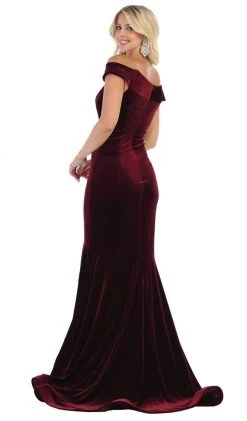 May Queen - MQ1592 Off-Shoulder Fitted Mermaid Evening Dress Formal Gowns