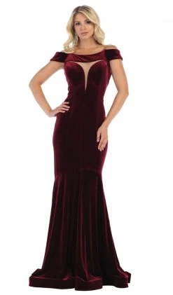 May Queen - MQ1592 Off-Shoulder Fitted Mermaid Evening Dress Formal Gowns