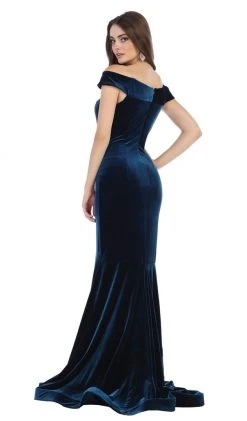 May Queen - MQ1592 Off-Shoulder Fitted Mermaid Evening Dress Formal Gowns