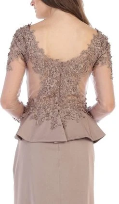 Formal Gowns May Queen - MQ1593 Embroidered Illusion Bateau Long Sleeves Dress