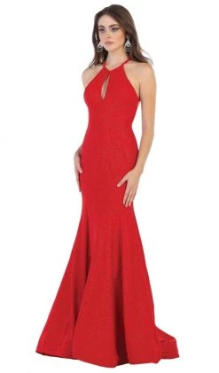 May Queen - MQ1603 Cutout Bodice Halter Mermaid Gown