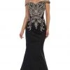 May Queen - MQ1609 Metallic Lace Appliqued Trumpet Gown Formal Gowns