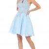 May Queen - MQ1614 Front Keyhole Halter Fit And Flare Cocktail Dress Cocktail Dresses