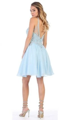 May Queen - MQ1614 Front Keyhole Halter Fit And Flare Cocktail Dress Cocktail Dresses
