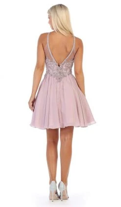 May Queen - MQ1614 Front Keyhole Halter Fit And Flare Cocktail Dress Cocktail Dresses