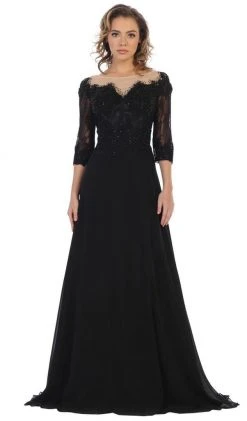 Formal Gowns May Queen - MQ1617 Beaded Lace Illusion Bateau Dress