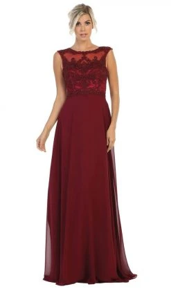 Formal Gowns May Queen - MQ1619 Lace Applique Bateau A-line Dress