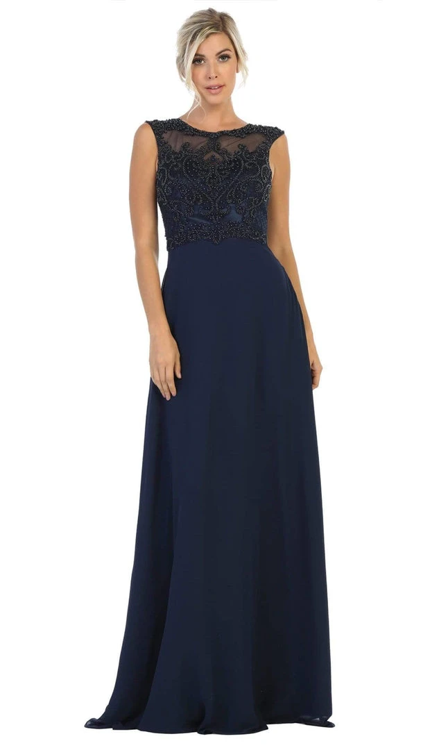 Formal Gowns May Queen - MQ1619 Lace Applique Bateau A-line Dress 7 Formal Gowns May Queen - MQ1619 Lace Applique Bateau A-line Dress