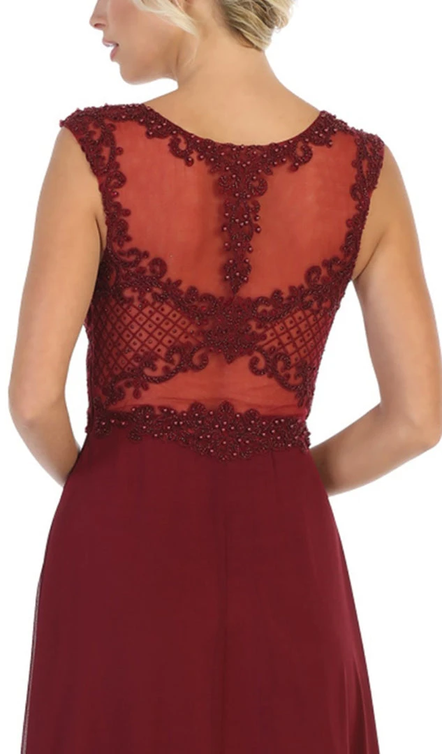 Formal Gowns May Queen - MQ1619 Lace Applique Bateau A-line Dress 6 Formal Gowns May Queen - MQ1619 Lace Applique Bateau A-line Dress