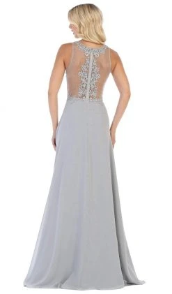 Formal Gowns May Queen - MQ1621 Embellished Illusion Jewel A-line Dress