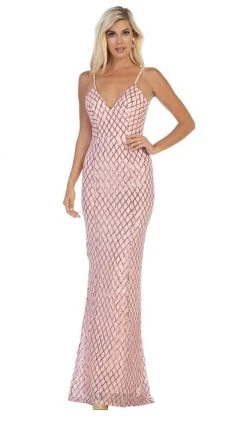 Formal Gowns May Queen - MQ1625 Adorned Lattice Motif Sheath Gown