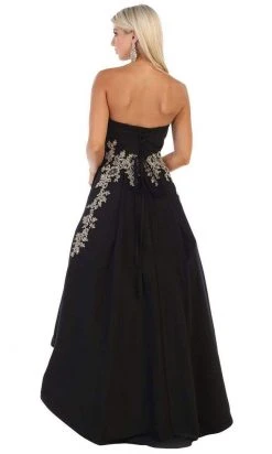 May Queen - MQ1627 Gilt-Appliqued Sweetheart High Low Gown Formal Gowns