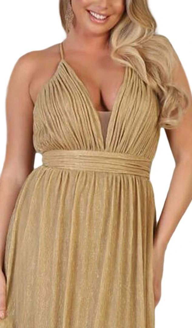 Formal Gowns May Queen - MQ1635 Ruched Plunging V-Neck A-Line Dress 5 Formal Gowns May Queen - MQ1635 Ruched Plunging V-Neck A-Line Dress
