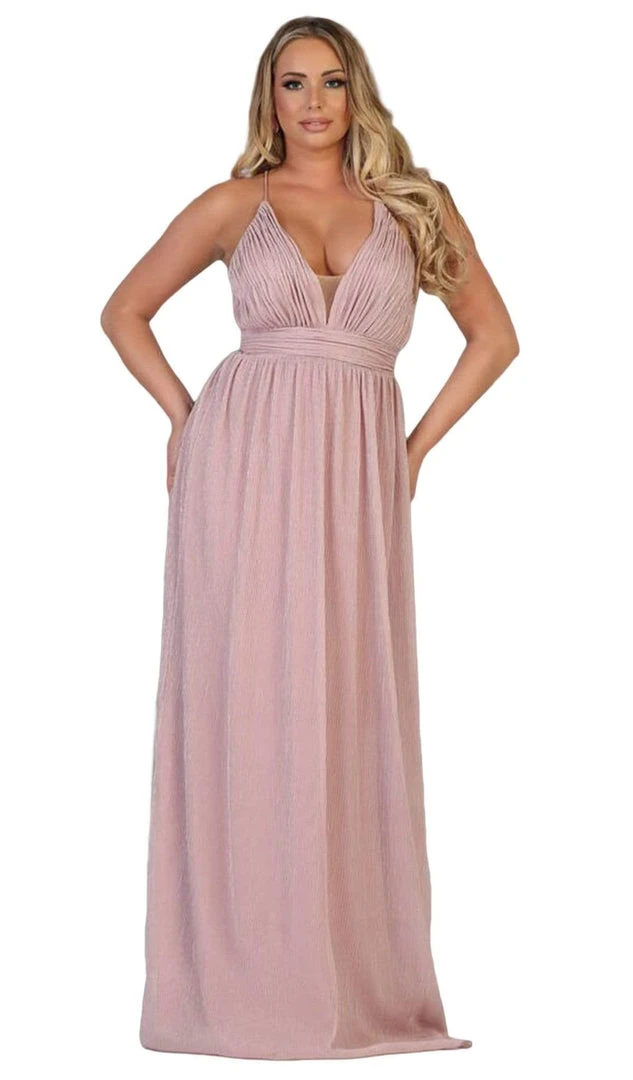 Formal Gowns May Queen - MQ1635 Ruched Plunging V-Neck A-Line Dress 7 Formal Gowns May Queen - MQ1635 Ruched Plunging V-Neck A-Line Dress