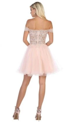 May Queen - MQ1649 Illusion Lace Off Shoulder A-Line Gown 9 May Queen - MQ1649 Illusion Lace Off Shoulder A-Line Gown