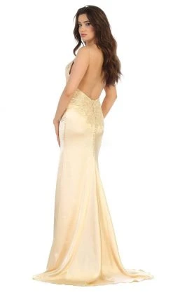 May Queen - MQ1651 Lace Scoop Trumpet Dress With Open Back Formal Gowns