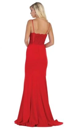 Formal Gowns May Queen - MQ1673 Scallop Trimmed Lace Bustier Evening Gown