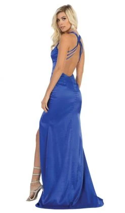 May Queen - MQ1690 Deep V-neck Trumpet Dress Formal Gowns